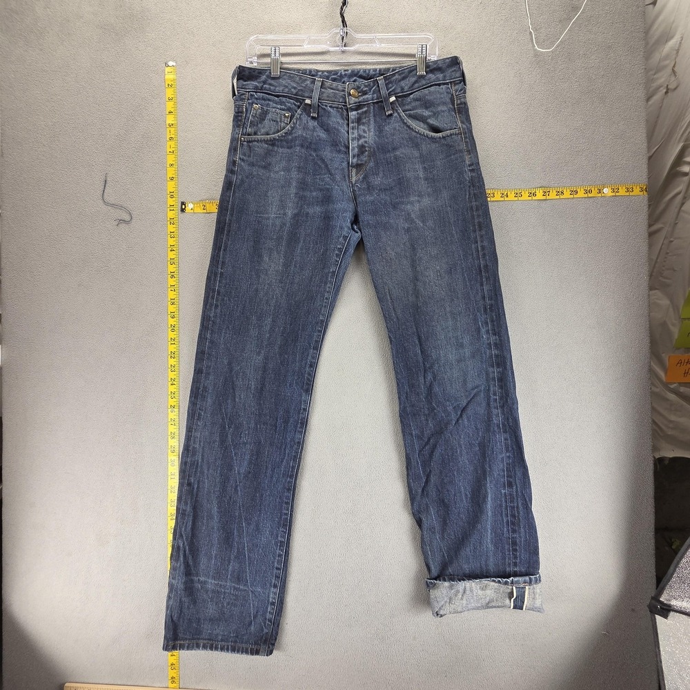 Lee Jeans Womens 28x33 Blue Selvedge Evan Straight Button Fly